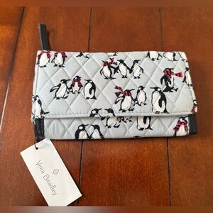 Vera Bradley Gray and Red Penguin Wristlet